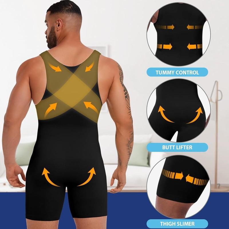 Men Fajas Compression Full Body Shaper Slimming Bodysuit Tummy Control Underwear