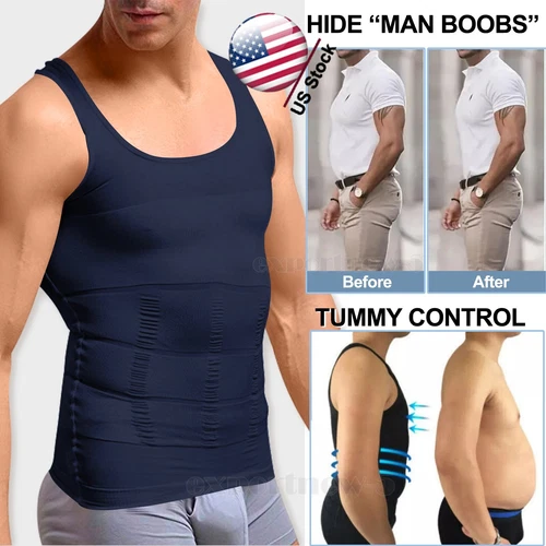 Men's Chest Compression Shirt to Hide Gynecomastia Moobs Shapewear Vest Tank Top