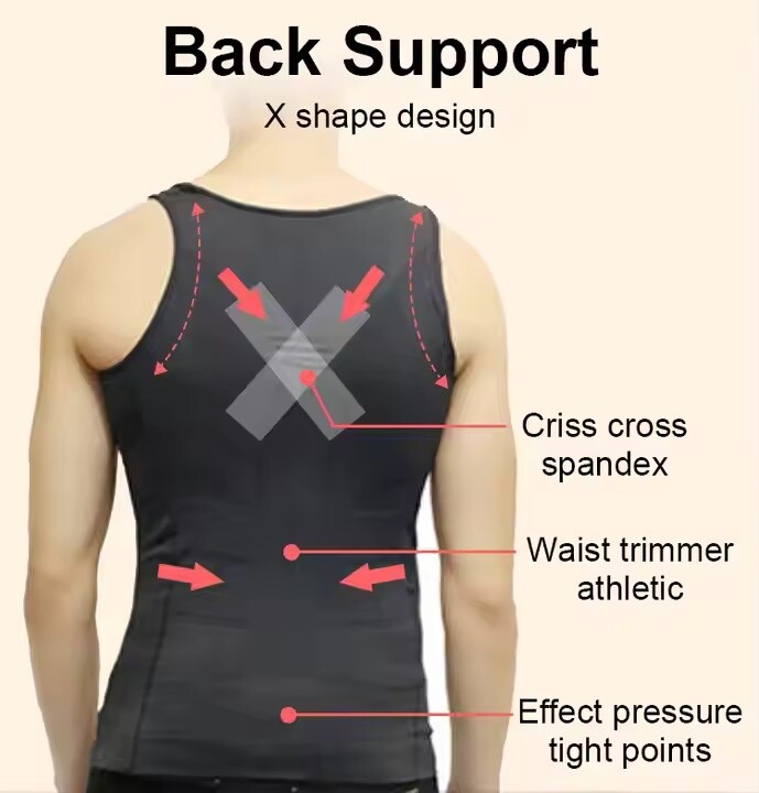 Men’s Compression Shirt Tank Top Slimming Body Shaper Chest Belly Control Tee