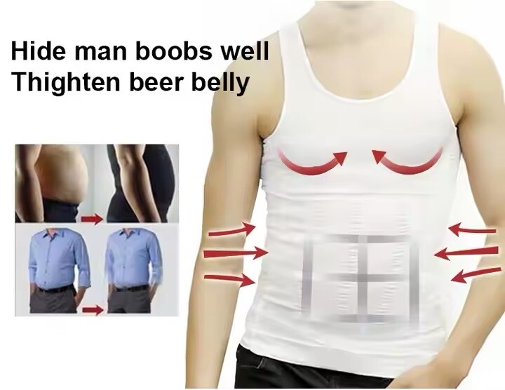 Men’s Compression Shirt Tank Top Slimming Body Shaper Chest Belly Control Tee