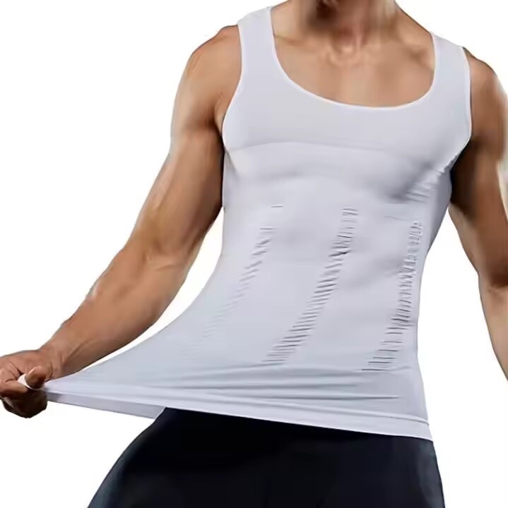 Men’s Compression Shirt Tank Top Slimming Body Shaper Chest Belly Control Tee