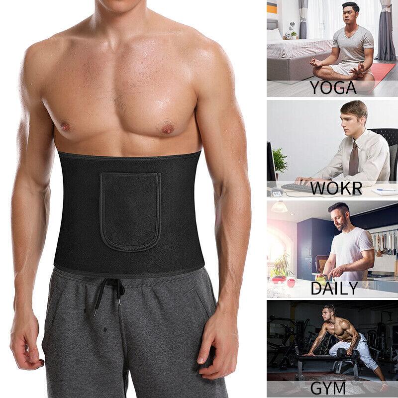 Men's Heat Trapping Sweat Shaper Sauna Waist Trainer Trimmer Belt Weight Loss US