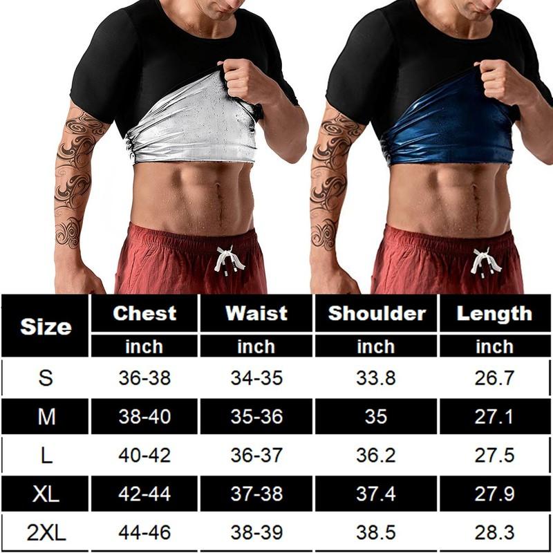 Men's Sauna Heat Trapping Shirt Sweat Shaper Vest Weight Loss Waist Trainer Top