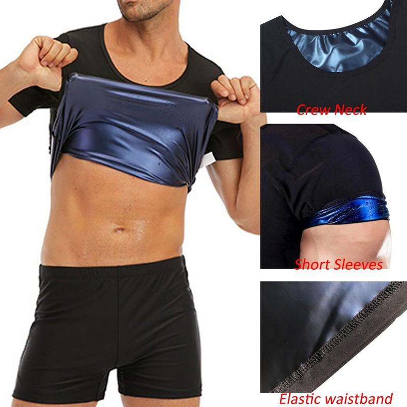 Men's Sauna Heat Trapping Shirt Sweat Shaper Vest Weight Loss Waist Trainer Top