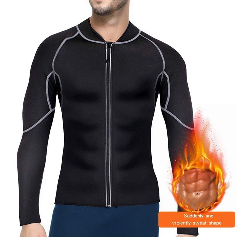Men's Sauna Jacket Heat Trapping Sweat Compression Top Sauna Long Sleeve Shirt