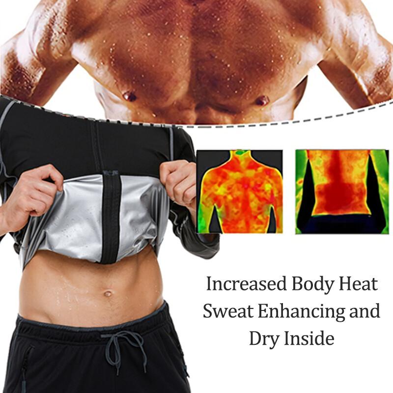 Men's Sauna Jacket Heat Trapping Sweat Compression Top Sauna Long Sleeve Shirt