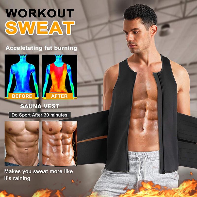 Men's Sauna Suit Sweat Vest Neoprene Shirt Body Shaper Weight Loss Waist Trainer