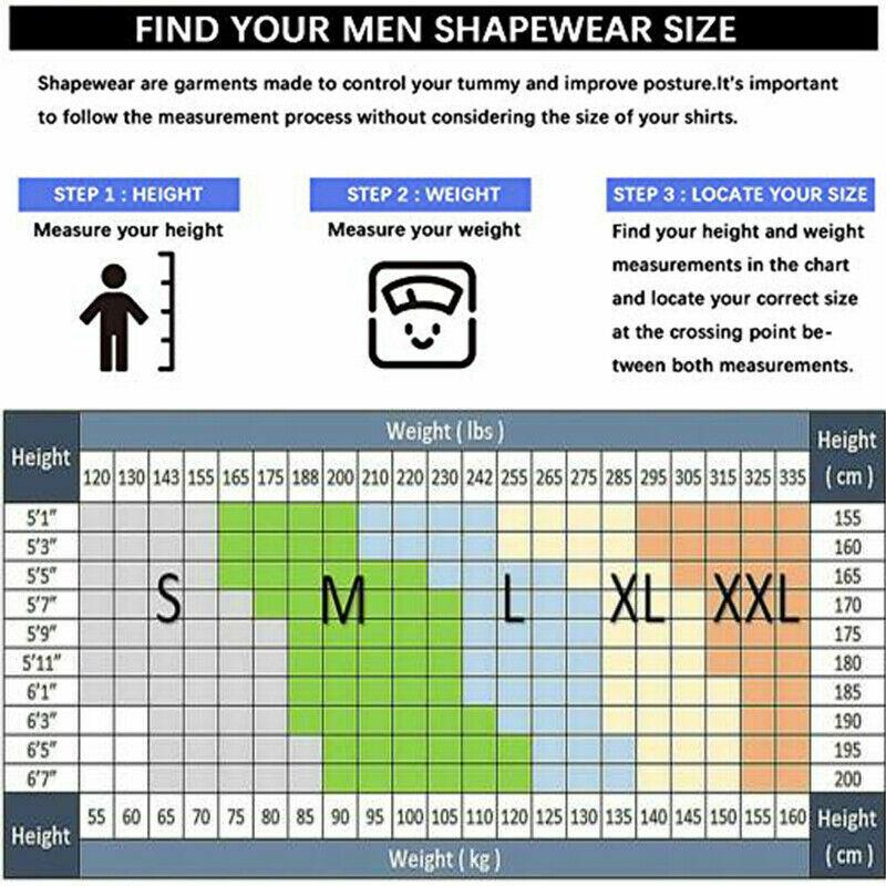 Men's Slimming Body Shaper Posture Corrector Vest Abdomen Compression Shirt Tops