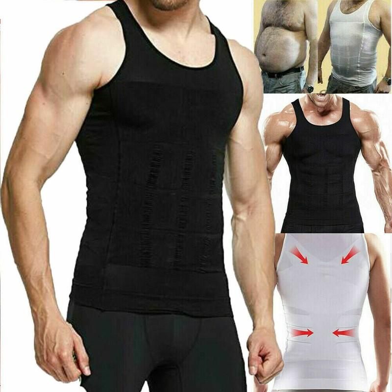 Men's Slimming Body Shaper Posture Corrector Vest Abdomen Compression Shirt Tops
