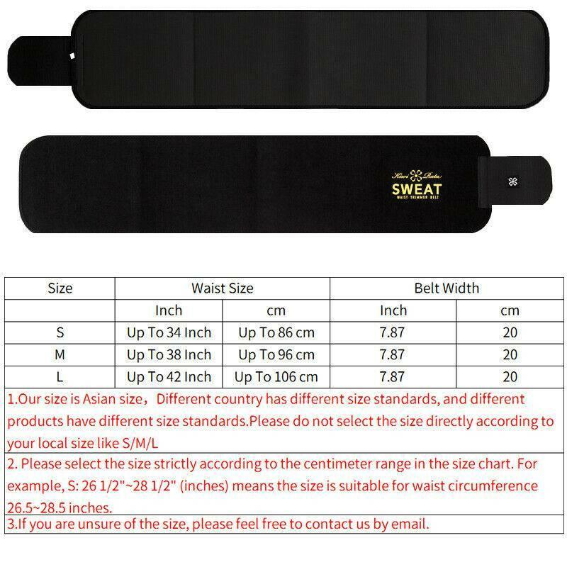 Men's Waist Trainer Body Shaper Slimmer Sweat Belt Tummy Control Band Fat Burner
