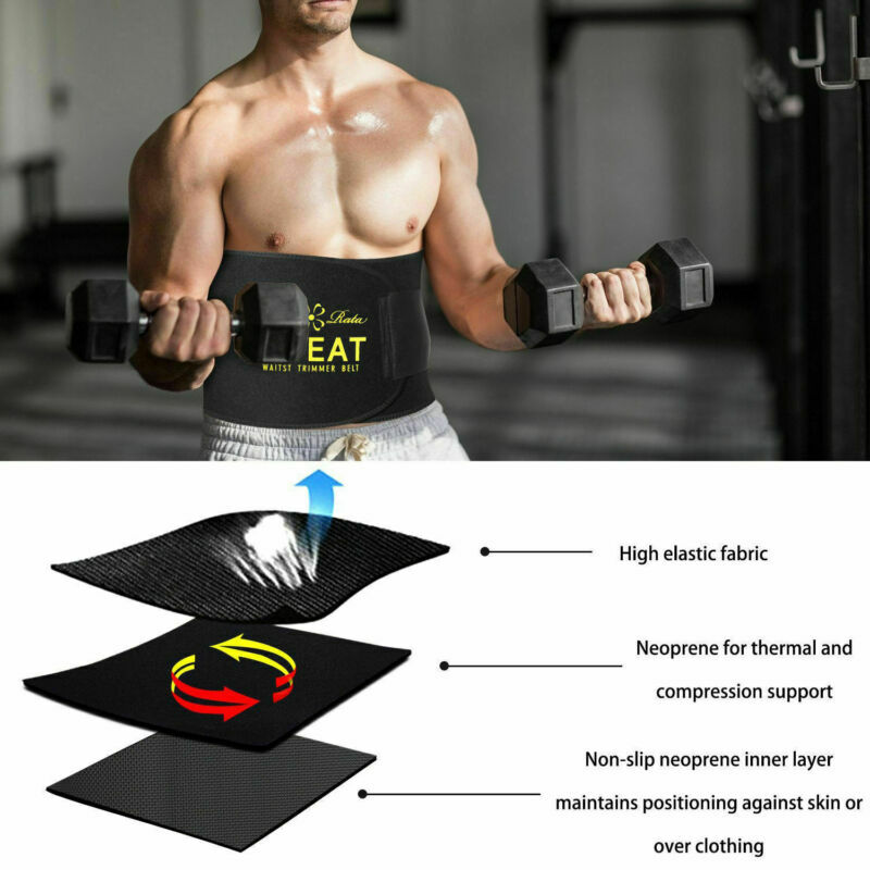 Men's Waist Trainer Body Shaper Slimmer Sweat Belt Tummy Control Band Fat Burner