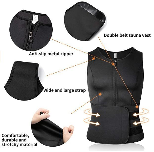 Men Sauna Suit Sweat Vest Neoprene Tank Top Body Shaper Waist Trainer T-Shirt
