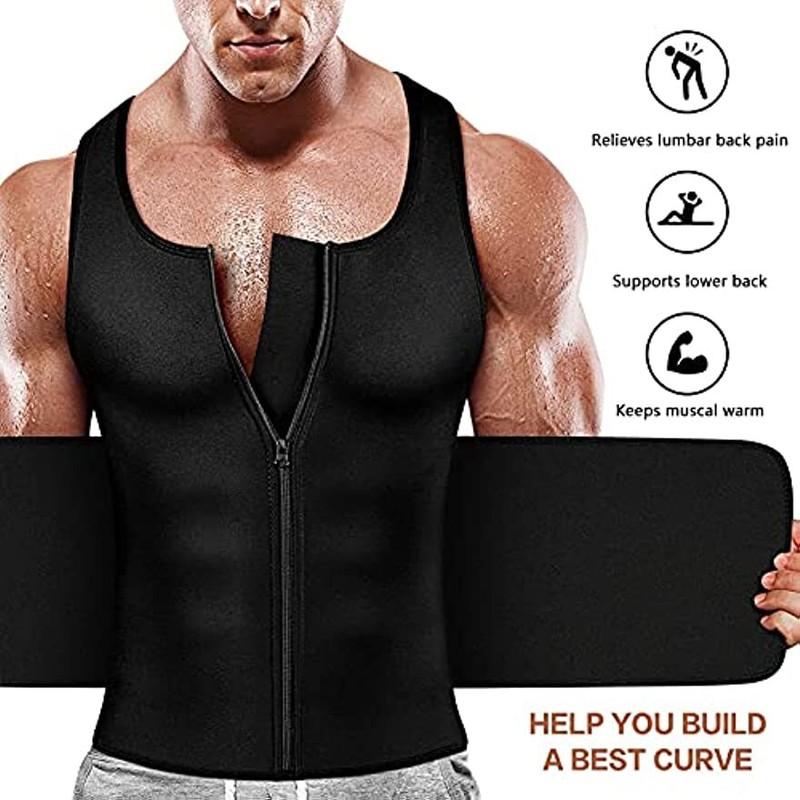 Men Sauna Suit Sweat Vest Neoprene Tank Top Body Shaper Waist Trainer T-Shirt