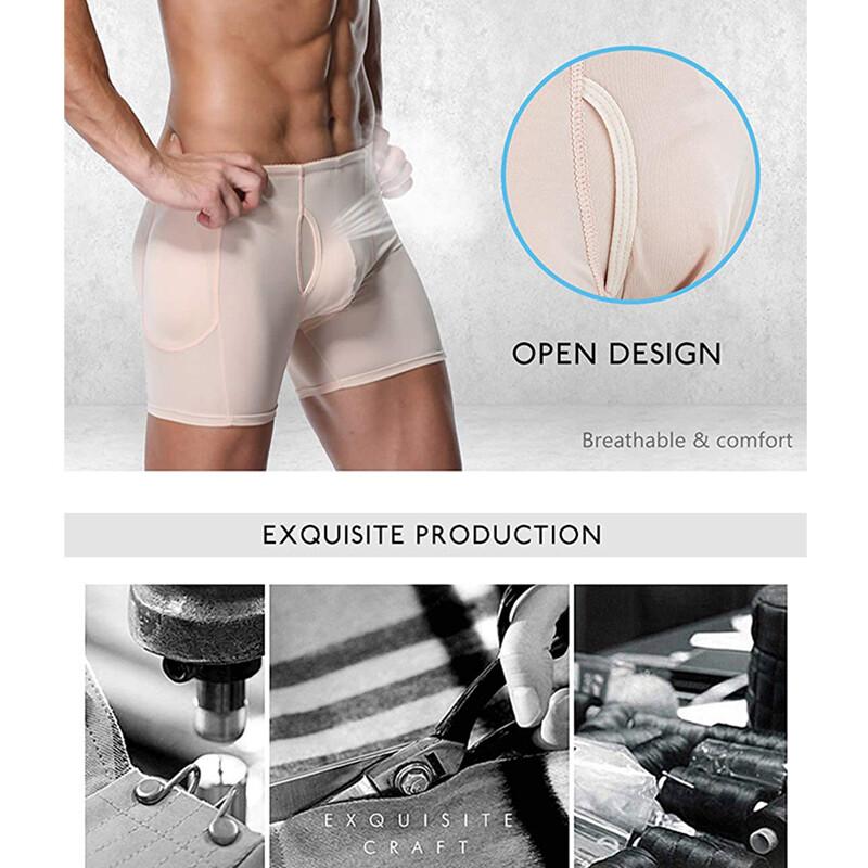 Men Shapewear Padded Butt Lifter Boxer Briefs Underwear Body Shaper Shorts Panty