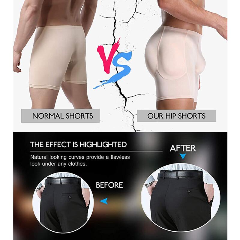 Men Shapewear Padded Butt Lifter Boxer Briefs Underwear Body Shaper Shorts Panty