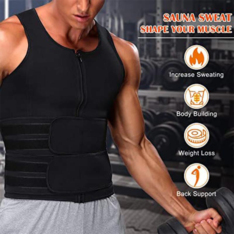 Men Sweat Neoprene Weight Loss Sauna Suit Workout Shirt Body Shaper Sport Vest