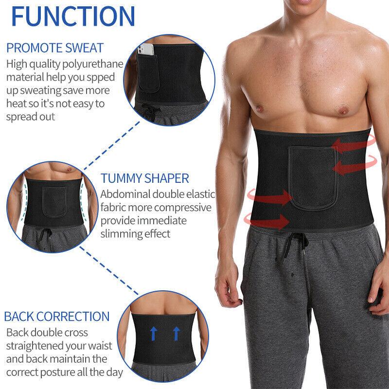 Men Women Waist Trainer Belt Fat Burning Polymer Weight Loss Girdle Fitness