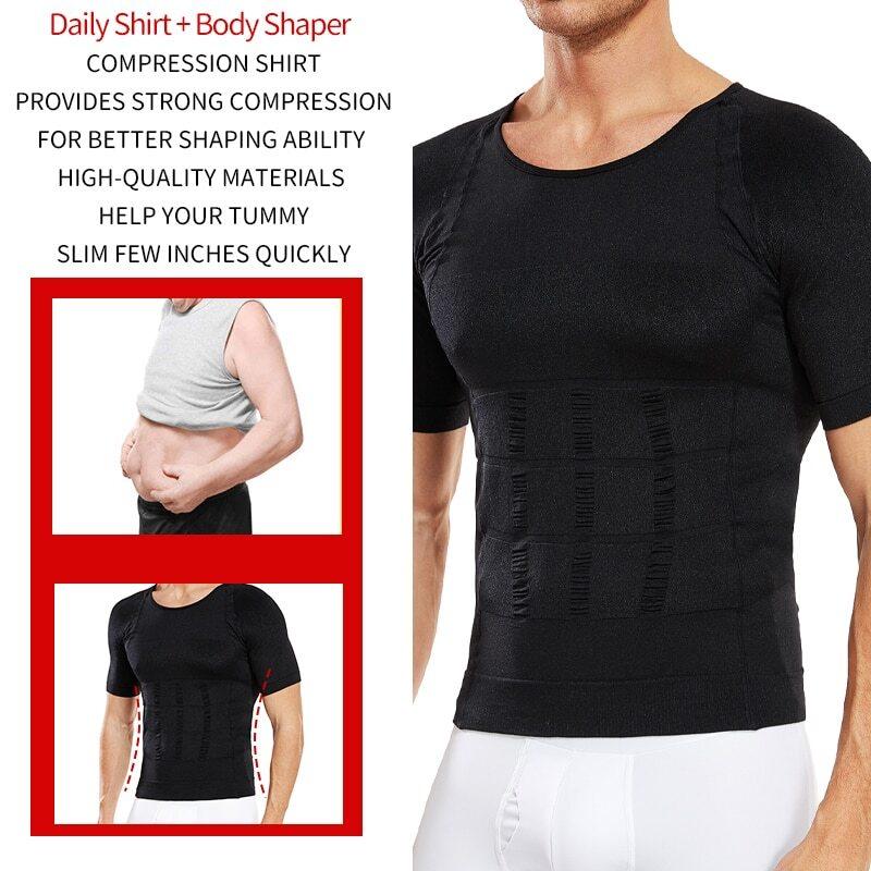 Mens Compression Shirt To Hide Gynecomastia Moobs Tops Slimming Body Shaper Vest