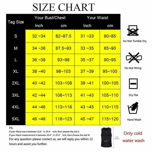 Mens Sauna Suit Sweat Vest Waist Trainer Body Shaper Tank Top Compression Shirt