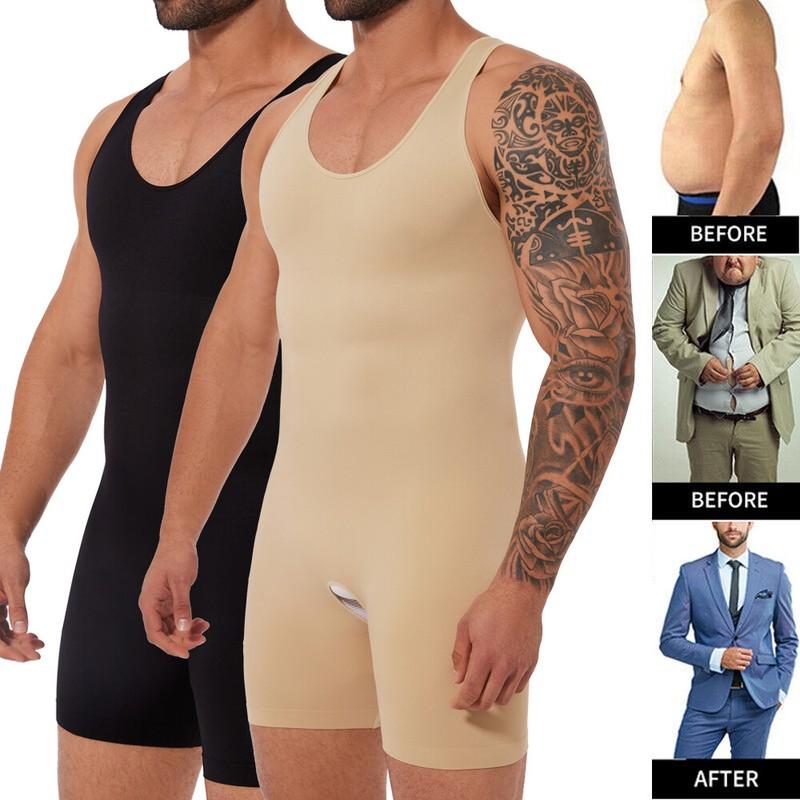 Mens Slimming Body Shaper Belly Chest Compression Vest Girdle Bodysuit Tank Top