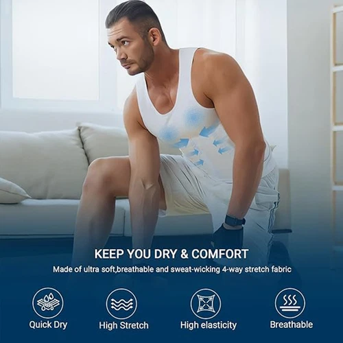 Mens Slimming Body Shaper Belly Chest Gynecomastia Compression T-Shirt Tank Top