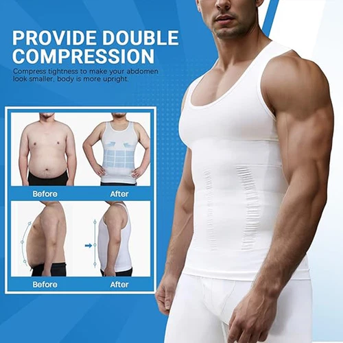 Mens Slimming Body Shaper Belly Chest Gynecomastia Compression T-Shirt Tank Top