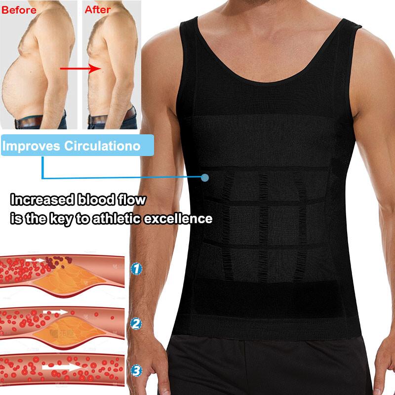 Mens Slimming Body Shaper Compression Shirt Shapewear Sculpting Vest Muscle Tank