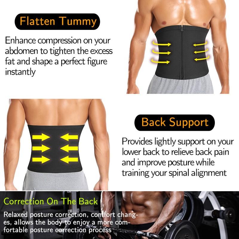 Mens Waist Trainer Abdomen Reducer Sauna Body Shaper Sweat Trimmer Belly Belt