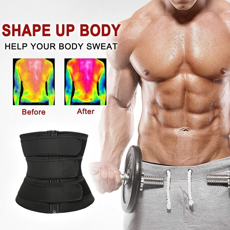 Mens Waist Trimmer Belt Trainer Slim Body Sweat Wrap Back Lumbar Support Girdle