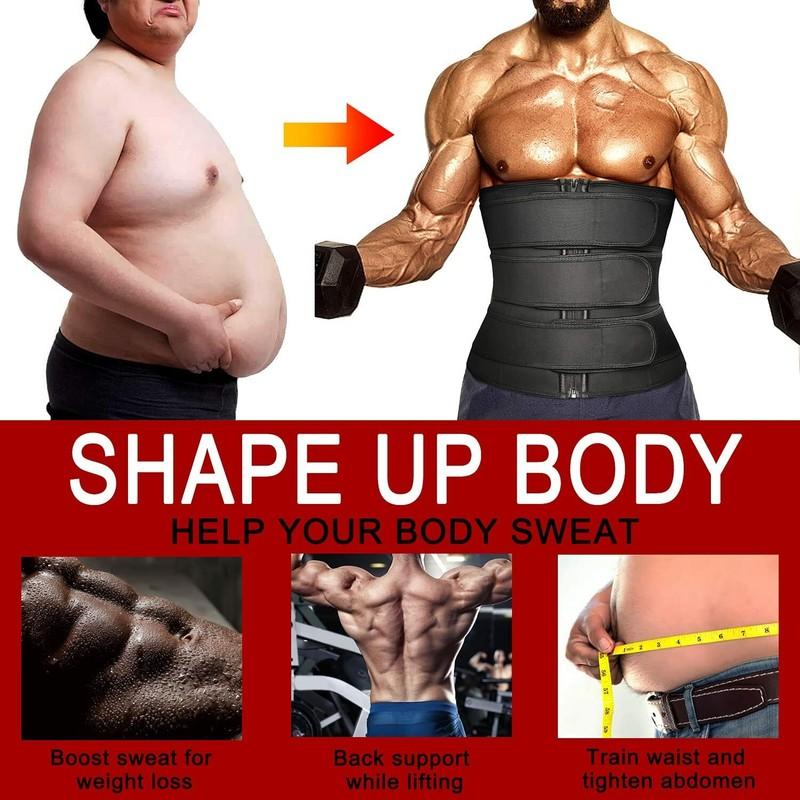 Mens Waist Trimmer Belt Trainer Slim Body Sweat Wrap Back Lumbar Support Girdle