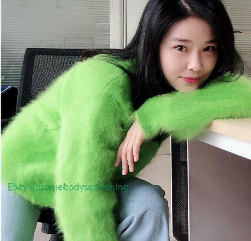 Mens Womens Angora Mink Cashmere Warm Fluffy Fuzzy Plush Knitted Tops Sweaters