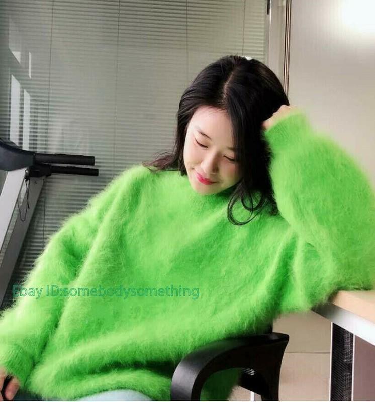 Mens Womens Angora Mink Cashmere Warm Fluffy Fuzzy Plush Knitted Tops Sweaters