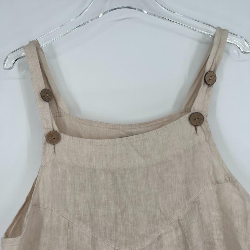 Meo Meli Jumpsuit Womens L Linen Tan Boho Natural Relaxed Peasant Prairie