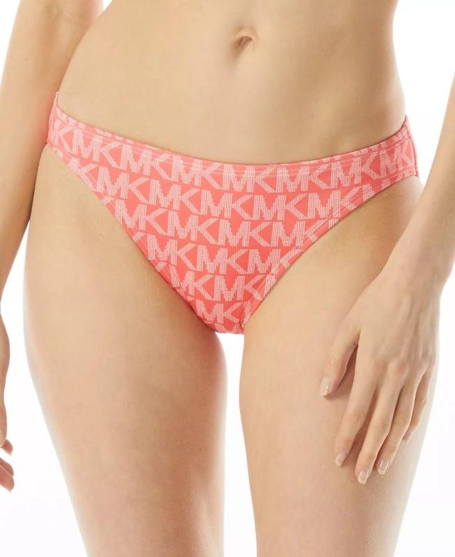 MICHAEL KORS Bikini Swim Bottoms MK Logo Sangria Size Large $58 - NWT