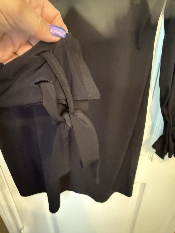 MICHAEL KORS Black Dress Stretch Knit Long Sleeve Tie Sleeve L Large