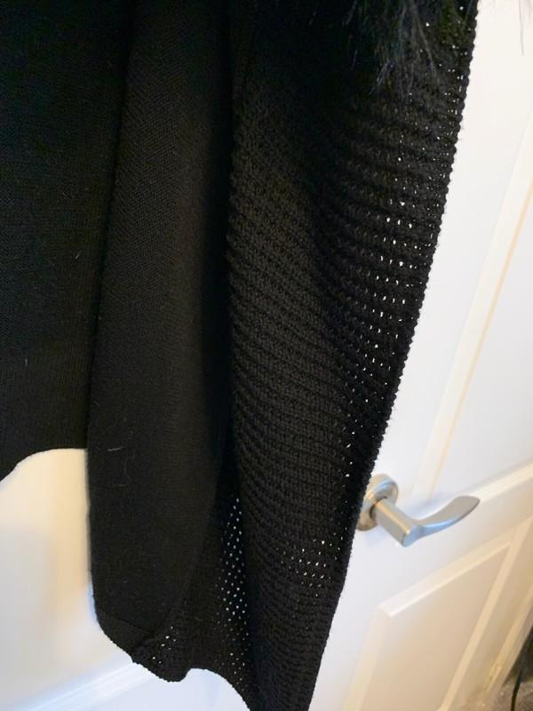 Michael Kors Black Waterfall With Faux Fur Sleeveless Knit Vest Women's M / L