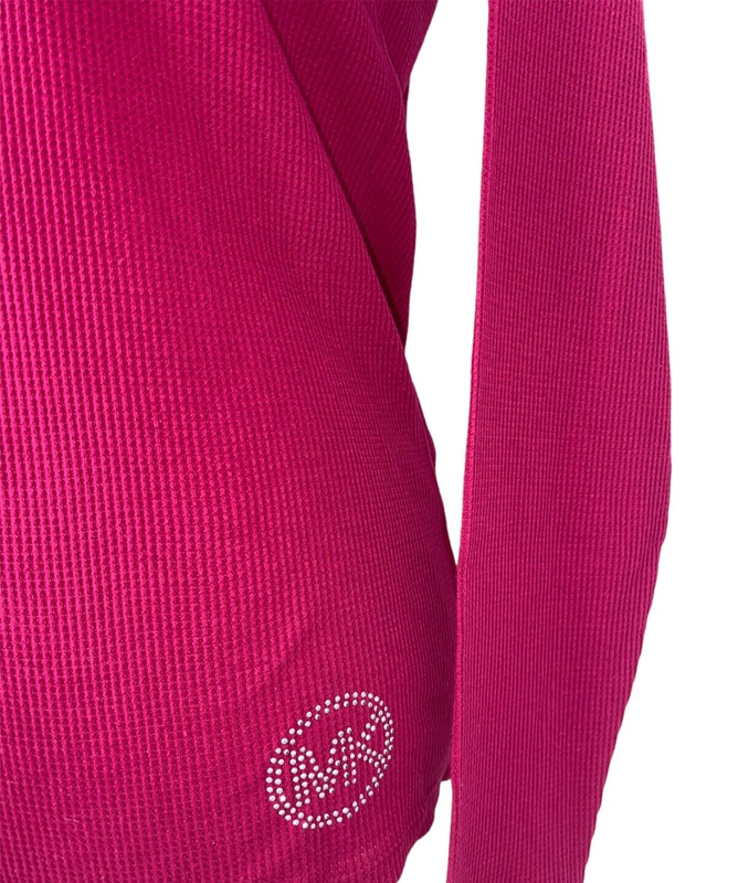 Michael Kors Long Sleeve Turtleneck Top Long Sleeve Shirt Sz S/M/L Pink Crimson