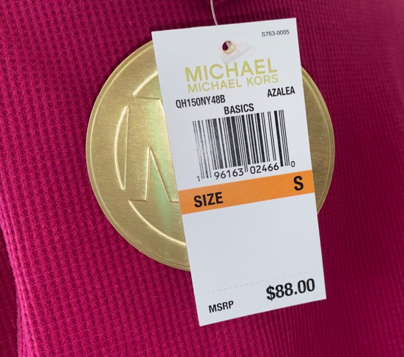Michael Kors Long Sleeve Turtleneck Top Long Sleeve Shirt Sz S/M/L Pink Crimson