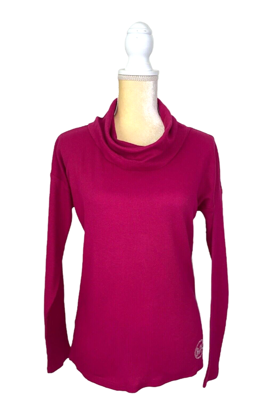 Michael Kors Long Sleeve Turtleneck Top Long Sleeve Shirt Sz S/M/L Pink Crimson