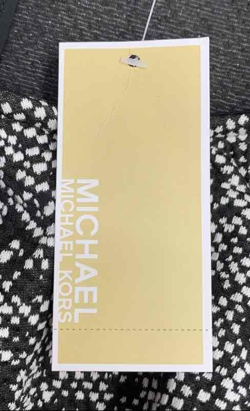 Michael Kors NWT Black White Asymmetrical Ruffle Sheath Dress Women's L