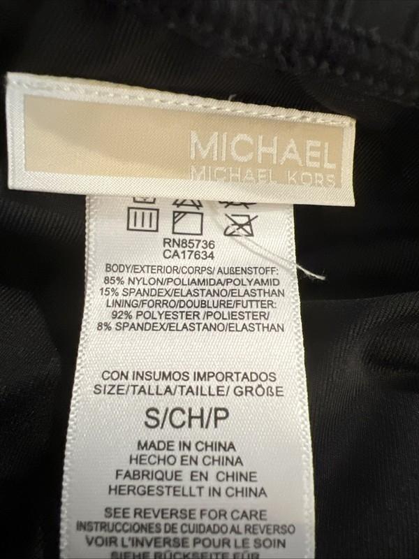 Michael Kors Women's Black Stretch Logo-Ring Bikini Swim Bottom Size Small $56