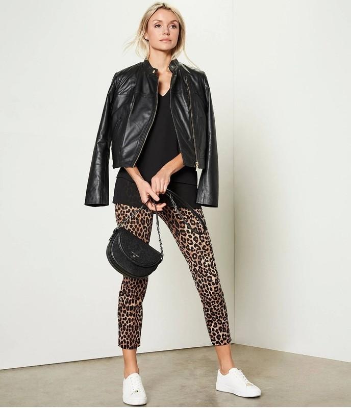 Michael Kors Women's Petite & Regular Leather Moto Full Zip Jacket Black $250