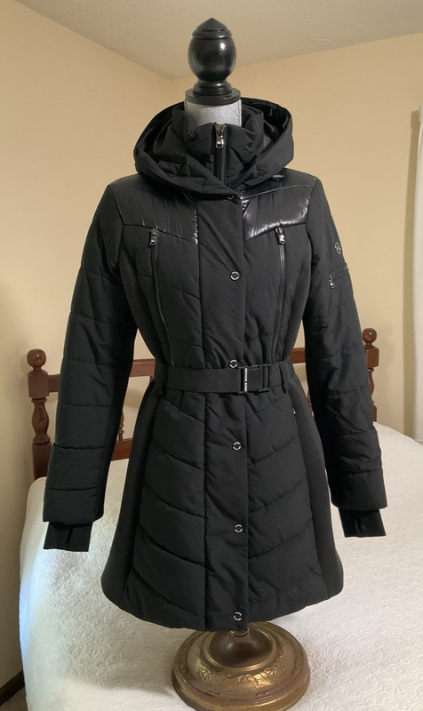 MICHAEL KORS Women's Sz M Black Quilted w/Hood Winter Coat
