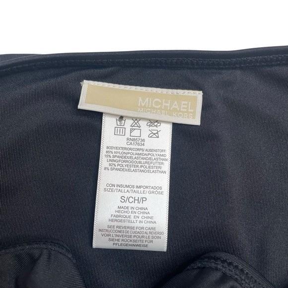 MICHAEL Michael Kors High Leg Bikini Bottom Solid Black Size Small New NWT
