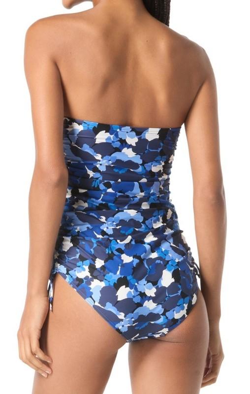 Michael Michael Kors Women's Bandeau One-Piece Swimsuit - New Navy Print Size 8
