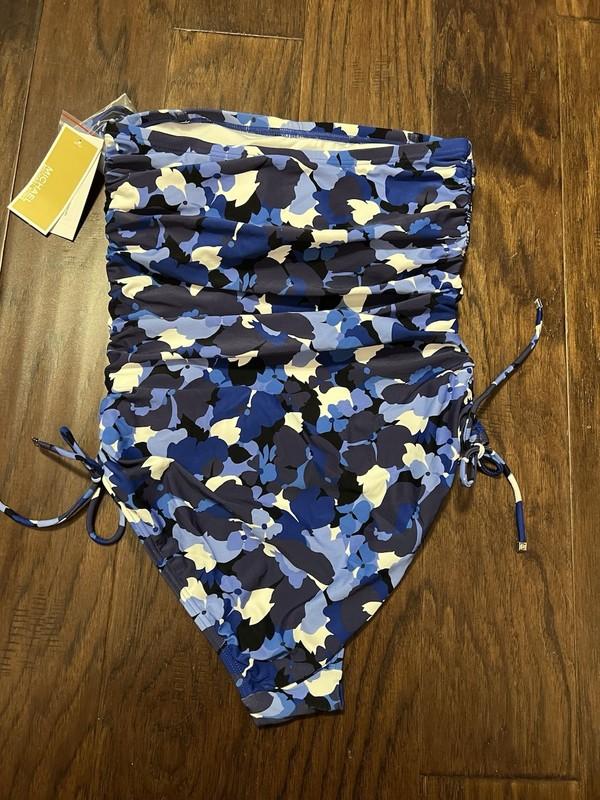 Michael Michael Kors Women's Bandeau One-Piece Swimsuit - New Navy Print Size 8