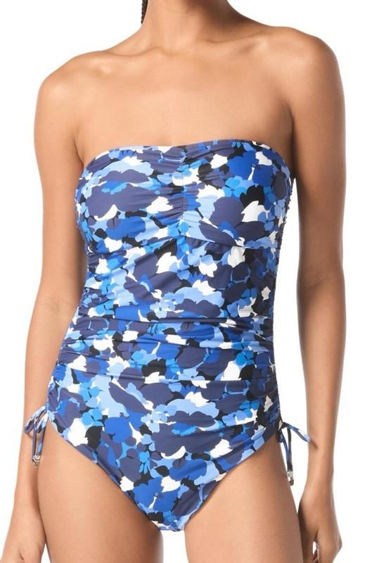 Michael Michael Kors Women's Bandeau One-Piece Swimsuit - New Navy Print Size 8