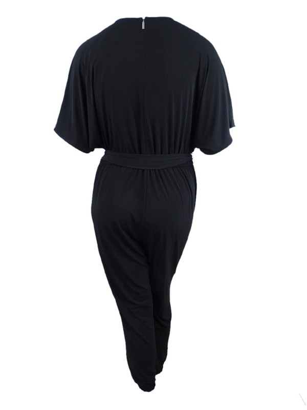 Michael Michael Kors Women's Batwing-Sleeve Belted Jumpsuit (XL Black)