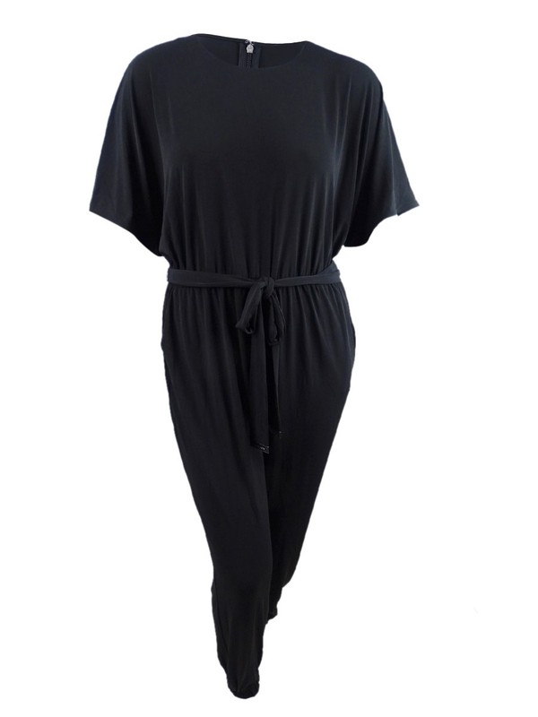 Michael Michael Kors Women's Batwing-Sleeve Belted Jumpsuit (XL Black)