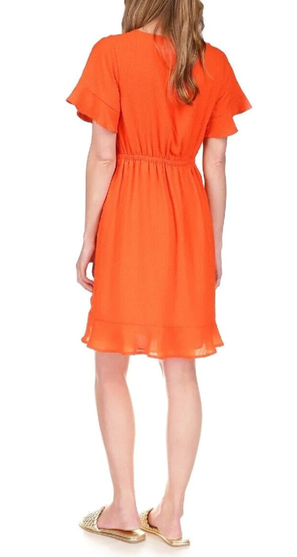 MICHAEL Michael Kors Women's Faux-Wrap Ruffle Mini Dress MSRP $165 1A 1789